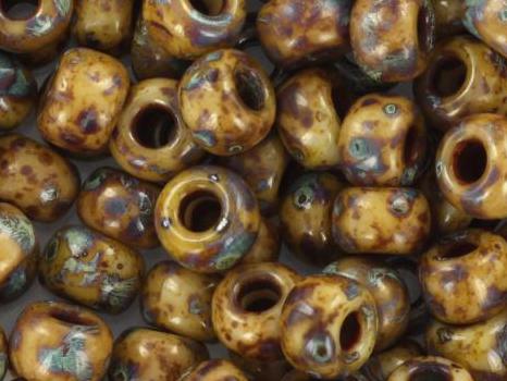 10g Miyuki seed beads 6/0, opaque opaque picasso brown, color 4517, japanese beads, large marbled brown beads, size 4mm, pony beads